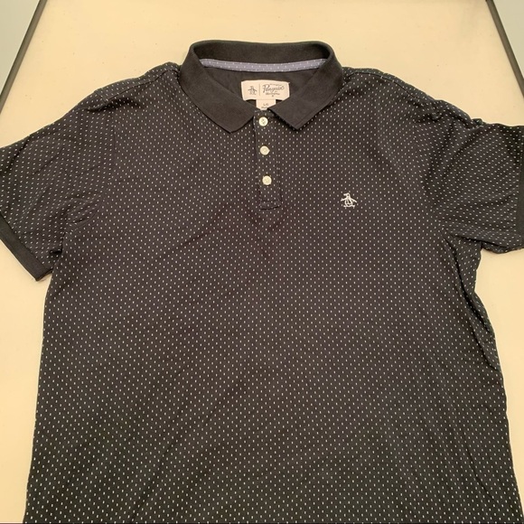 Penguin Men’s Classic Polo Size Large Blue Polka Dot - Picture 3 of 6